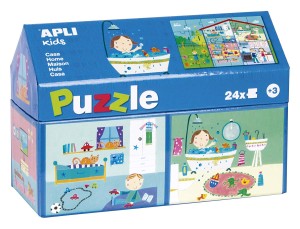 Puzzle w kartonowym domku - w domu 3+ Apli
