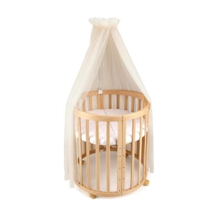 Tiulowy baldachim do łóżeczka Champagne + stelaż, Waldin