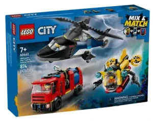 LEGO City Zestaw z helikopterem, wozem strażackim i łodzią podwodną 60462, LEGO