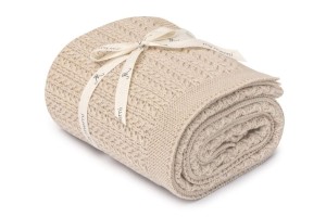 Otulacz ze 100% wełny merino warm beige Leaves - premium collection, My Memi 