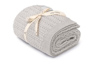 Otulacz ze 100% wełny merino light grey Leaves - premium collection, My Memi