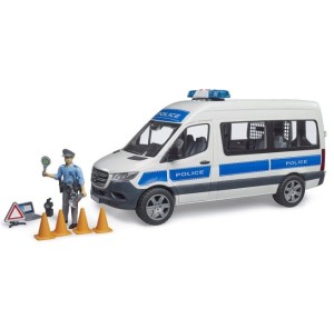 MB Sprinter policyjny z figurką policjanta i z modułem światło/dźwięk 02683, Bruder 