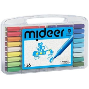 Markery akrylowe z pędzelkową końcówką w walizce 36 kolorów, Mideer